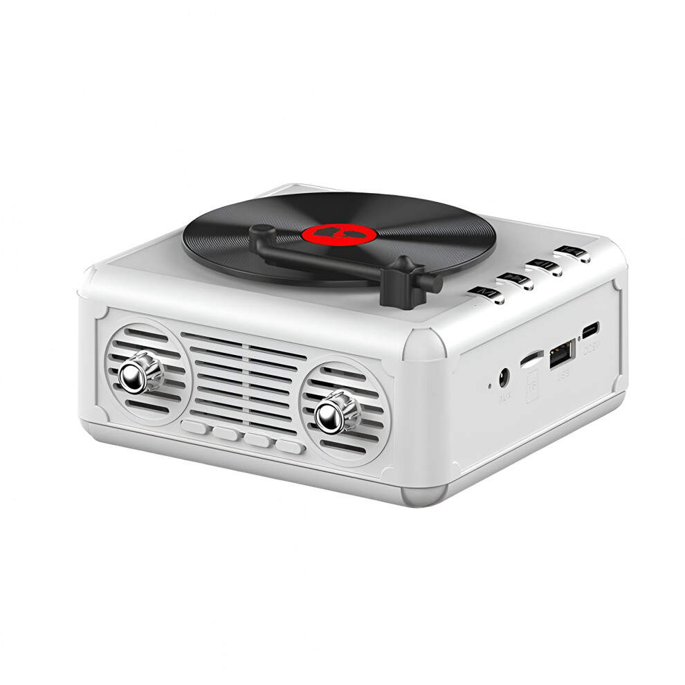 Bluetooth Cd Player With Built-In Speaker Playback Retro Design, Portable Fm Radio Built-In Speaker (White) White 9418476509322