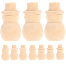 Onbewerkte houten sneeuwpop taarttopper set van 10