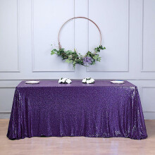 Lila Pailletten-Tischdecke, rechteckig, 229 x 396 cm