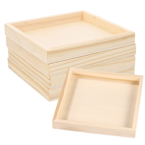 Sorteerbakjes van hout, kaki, 5 stuks, 4,83 x 4,83 x 0,59 inch