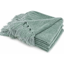 Throw Blanket Soft Cozy Chenille Throw Blanket with Fringe Tassel for Couch Sofa Chair Bed Living Room Gift (Sage, 60" x 80")