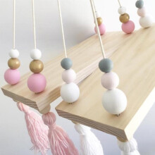 1Set Wooden Beads Floating Shelves for Kids Room Shelf Decor in Multi Colors