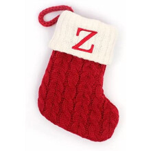 Knitted Christmas Stocking with Initials, Red and White,