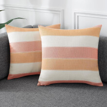 Μαξιλαροθήκες Farmhouse Stripe Βαμβάκι-Λινό - Συσκευασία των 2 τεμαχίων 18x18