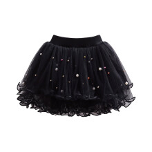 Baby tutu rokje voor meisjes van 3 jaar – Zwart tule feestrokje met parelpailletten, netstof en gekartelde rand, geschikt voor peuters en kleuters