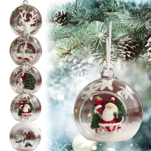 Clear Glass Christmas Ball Ornament 8cm