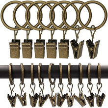 100-Pack Bronze Curtain Clip Rings, 1" ID, Fits Rods up to 5/8", for Drapes & Bows