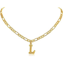 Initialen-Halskette, vergoldeter Buchstabe AZ-Anhänger, Alphabet-Schmuck für Damen und Herren, verstellbare Figaro-Kette 40 cm + 5 cm