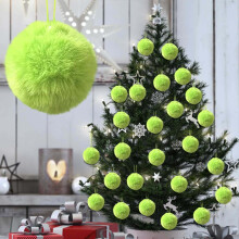 16-Piece Lime Green Furry Christmas Ball Ornaments