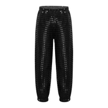 Ediodpoh Kids Pailletten Losse Jazz Hop Street Dansbroek Haren Broek Danskleding voor Jongens en Meisjes Carnaval Meisjes Broek Zwart 5-6 Jaar