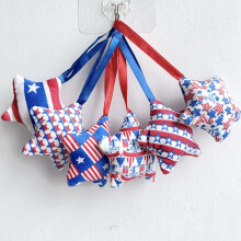 FAMTKT 4th of July Patriotic Hanging Star Ornament, Red White Blue, Cotton-Filled Five-Pointed Star Decor – Compatible with Memorial Day & Veterans