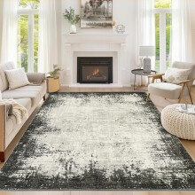 Large Area Rugs 6x9 Green Modern Bordered Abstract Washable Rug Soft Non-Slip Low Pile Area Rug Throw Carpet Dining Room Home (Green 6'x9')