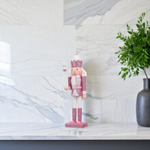 1 Stück Nussknacker-Puppe in Soldatenform, rosa, traditionelles Design, Weihnachtsschmuck