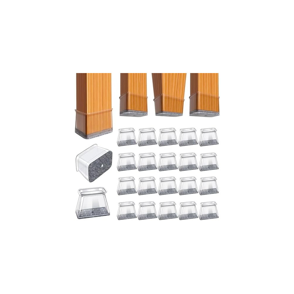 Rectangle Chair Leg Protectors For Hardwood Floors Â Silicone Floor Protectors, Clear, 20 Pcs, Compatible With L-Shaped Legs (5"Â5-7/8" Perimeter) 9485826405566