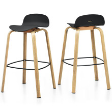 Lot de 2 tabourets de bar nordiques de 76 cm (30 po), chaises basses en métal avec repose-pieds, noires – Convient pour salle à manger, cuisine
