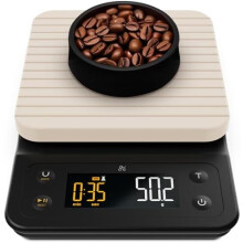 Coffee Scale with Timer – 0.1g Precision, 3kg, Waterproof Cover, Compatible with Pour-Over & Espresso (Birch White)