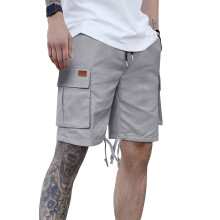 Mens Shorts Casual Summer Casual Solid Color Pockets Drawstring Elastic Waist and Comfortable Shorts Cargo Pant S-3XL