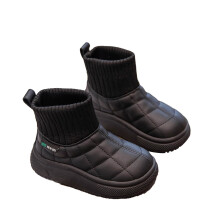 Ediodpoh Children's Winter Solid Color Snow Boots for Boys And Girls Non Warm Boots With Wool Thickening Boots for Boys Black 1.5