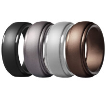 Heren siliconen trouwring, met opstaande rand en ademende groeven - 8 mm breed, 2,5 mm dik - 13