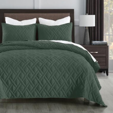 Ensemble de couette géométrique vert foncé pour lit simple, en microfibre ultra-douce, 1 couette + 1 taie d'oreiller, literie toutes saisons