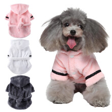 Felpa con cappuccio per cani di piccola taglia, cappotto invernale in flanella rosa, taglia L