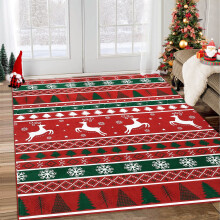 4x6 Christmas Area Rug, Festive Red Velvet, Non-Slip