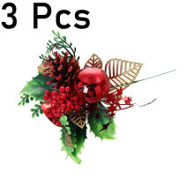 3 phíosa Ornáidí Crann Nollag: Cóin Ghiúise, Poinsetia Glas, Craobhacha Caora Saorga – Líontóir Vása DIY, Maisiúcháin Fleasc – Z-Dearg*3