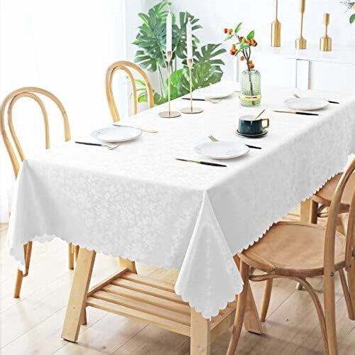 Floral Embossed Vinyl Tablecloth, Rectangular, 60 x 126 in