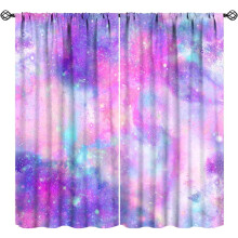 Purple & Pink Galaxy Curtains, Abstract Tie-Dye Starry Sky Design, 84"x84", for Girls' Bedroom, Living Room, Kitchen – Compatible with standard rods