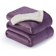 Reversible Sherpa & Flannel Throw Blanket 60x80 in