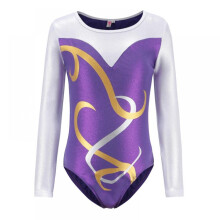 Girls Leotards Gymnastic Ballet Onesies Long Sleeve Stretchy Colorful Shiny Dancewear Leotard for Kid Girl, 5-12 Years