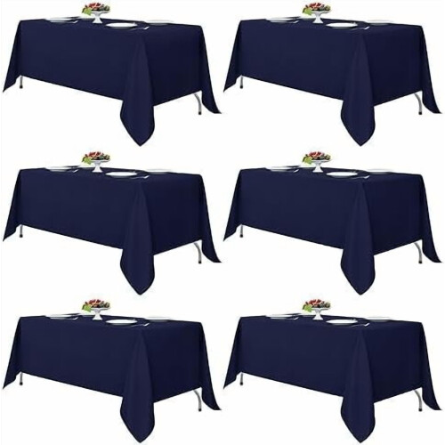 Toalha de mesa retangular azul-marinho, 70x108 polegadas, pacote com 6 unidades, poliéster.