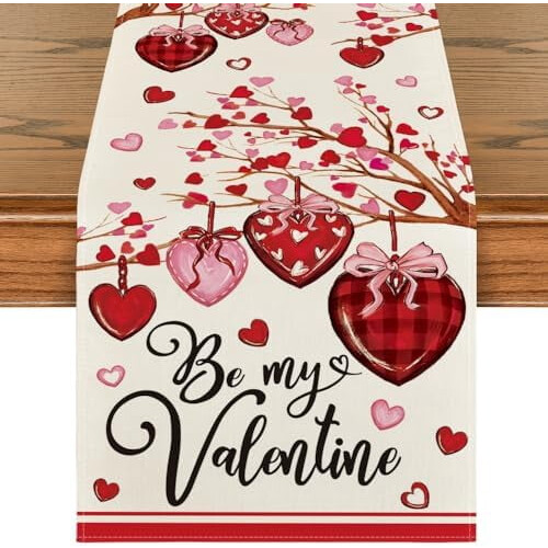 Stripe Heart Table Runner 13 x 36 Inch