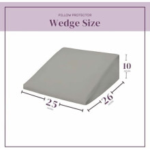 Wedge Pillow Cover 100% Cotton, Zippered Wedge Pillow Case Protector, Soft, Hypoallergenic & Breathable - Light Grey, (25Wx26Lx10)