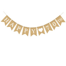 Ρετρό Λινό Banner με Σημαία Swallowtail για πάρτι γενεθλίων Happy70th, γιρλάντα με