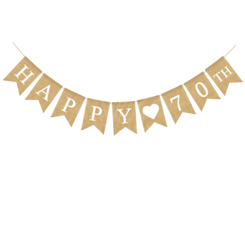 Ρετρό Λινό Banner με Σημαία Swallowtail για πάρτι γενεθλίων Happy70th, γιρλάντα με