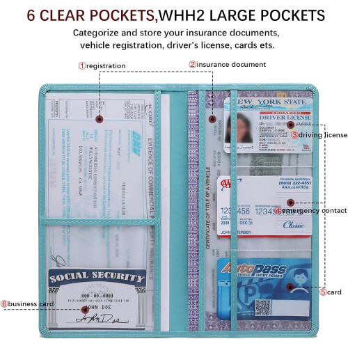 Car Document Holder – PU Leather, 6-Pocket, Magnetic 2