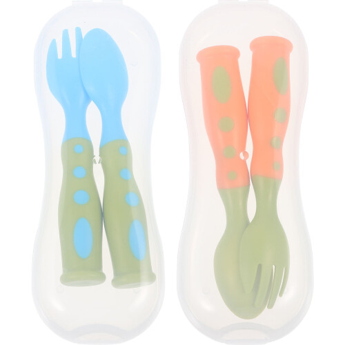 10Sets Selbstfütter Besteck Set Für Baby Kunststoff Bunt Lernen Essen 2
