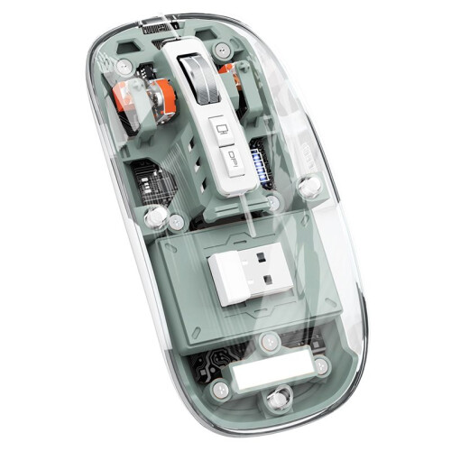 Transparent Magnetic Triple Mode  Compatible 2.4G Wireless Mouse One-Click Desktop Type-C Rechargeable(Green)
