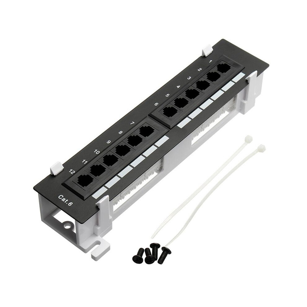 Network Tool Kit 12 Port Cat6 Patch Panel Rj45 Networking Wall Mount Rack With Surface Wall Mount Bracket 4711212617752