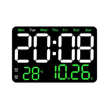Electronic Wall Clock Temperature Date Display Table Clock Wall-Mounted Digital LED Alarm Clocks for Home B