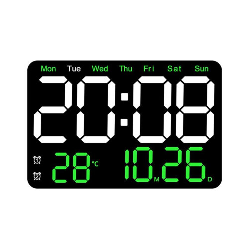 Electronic Wall Clock Temperature Date Display Table Clock Wall-Mounted Digital LED Alarm Clocks for Home B