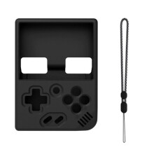 Für MIYOO Spielekonsole, Schützende Silikonhülle, Weiche Abdeckung, Rutschfeste Hülle mit Umhängeband, Schwarz
