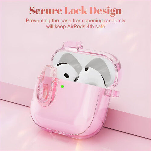Διαφανής θήκη κλειδώματος συμβατή με AirPods4 (2024), μαλακή διαφανής θήκη TPU με μπρελόκ 2