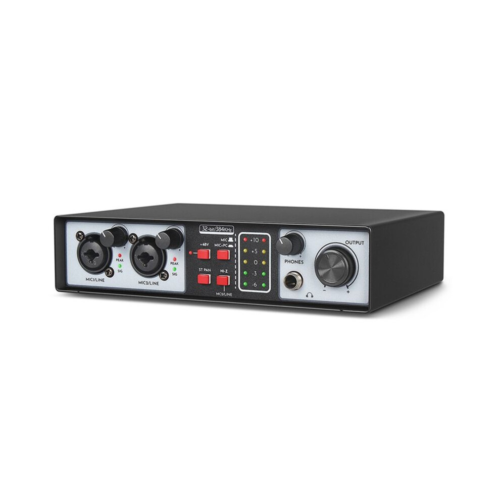 2 In 2 Out Usb Audio Interface 32Bit/384Khz Studio Kit Record Professional Sound Card 48V Phantom 6031443608526