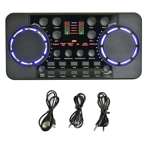 V300 Pro Sound Card -Compatible Audio Interface Mixer DJ Digital Effect Noise Reduction Console USB Record