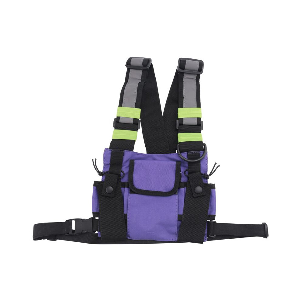 Walkie Talkie Double Chest Bag Radio Reflective Chest Harness Holder Bag Vest Rig Walkie Talkies Front Pack Pouch Case C 4713464893328