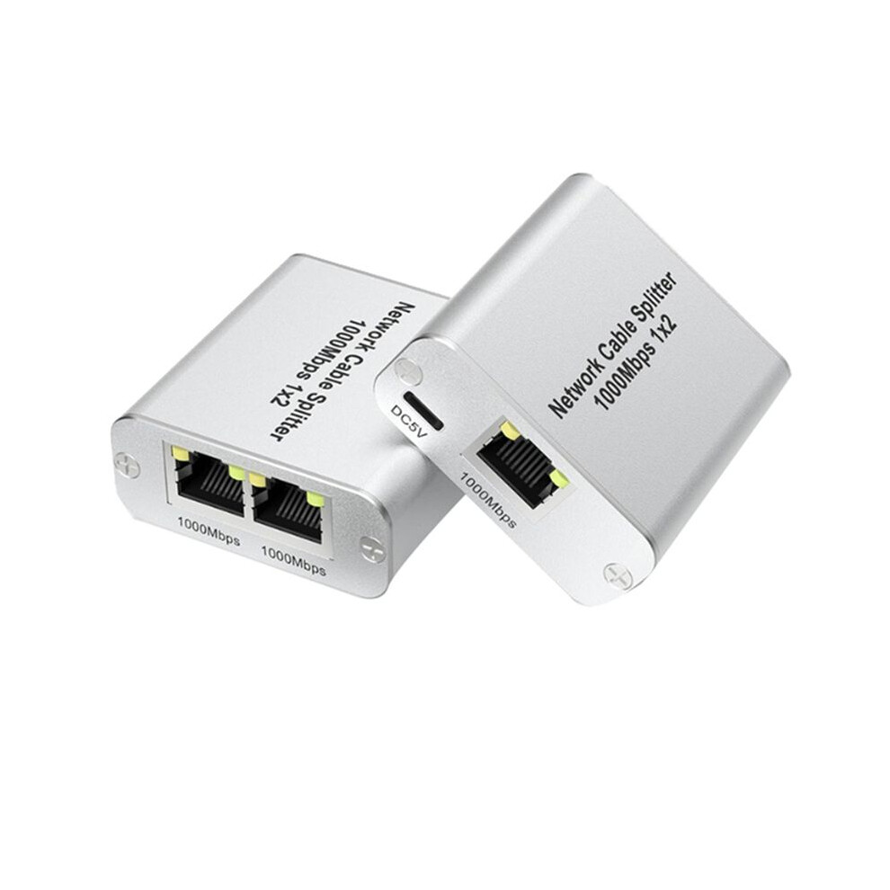 Ethernet Splitter 1 To 2 High Speed Gigabit Ethernet 2 Port Internet Rj45 Lan Splitter For Cat5/5E/6/7/8 Cable 6132795495410