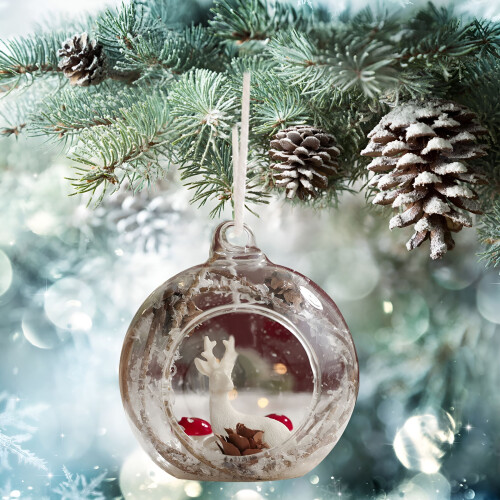Clear Glass Christmas Ball Ornament 8cm 2