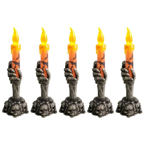 Halloween LED Light Skeleton  Handheld Candle Light Home Table Decoration Home Decor Orange
